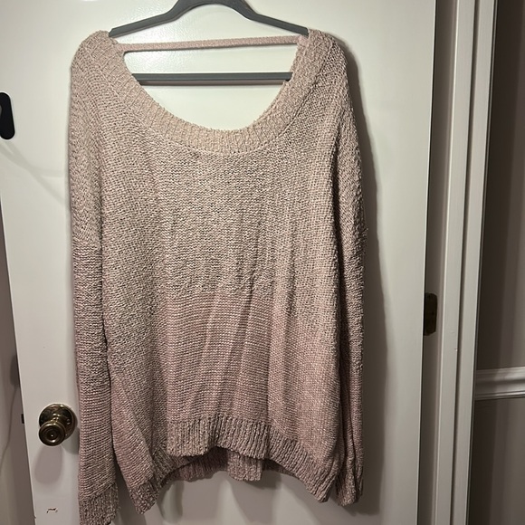 New Barefoot Dreams CozyChic Boucle scoop back Pullover faded Rose Size 3X - Picture 6 of 6